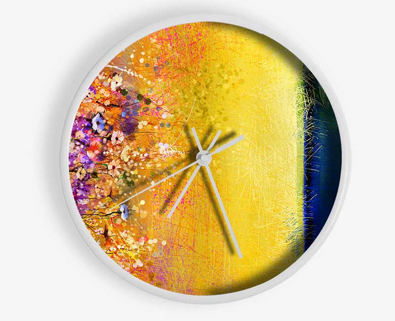 Wild Flower Wheatfield Clock - Wallart-Direct UK