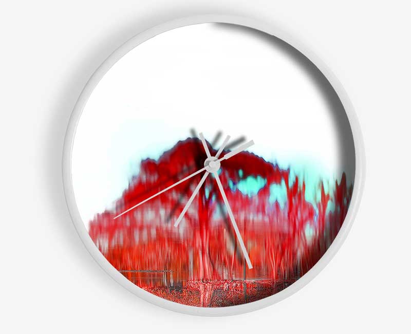 Red Tree River Reflections Clock - Wallart-Direct UK