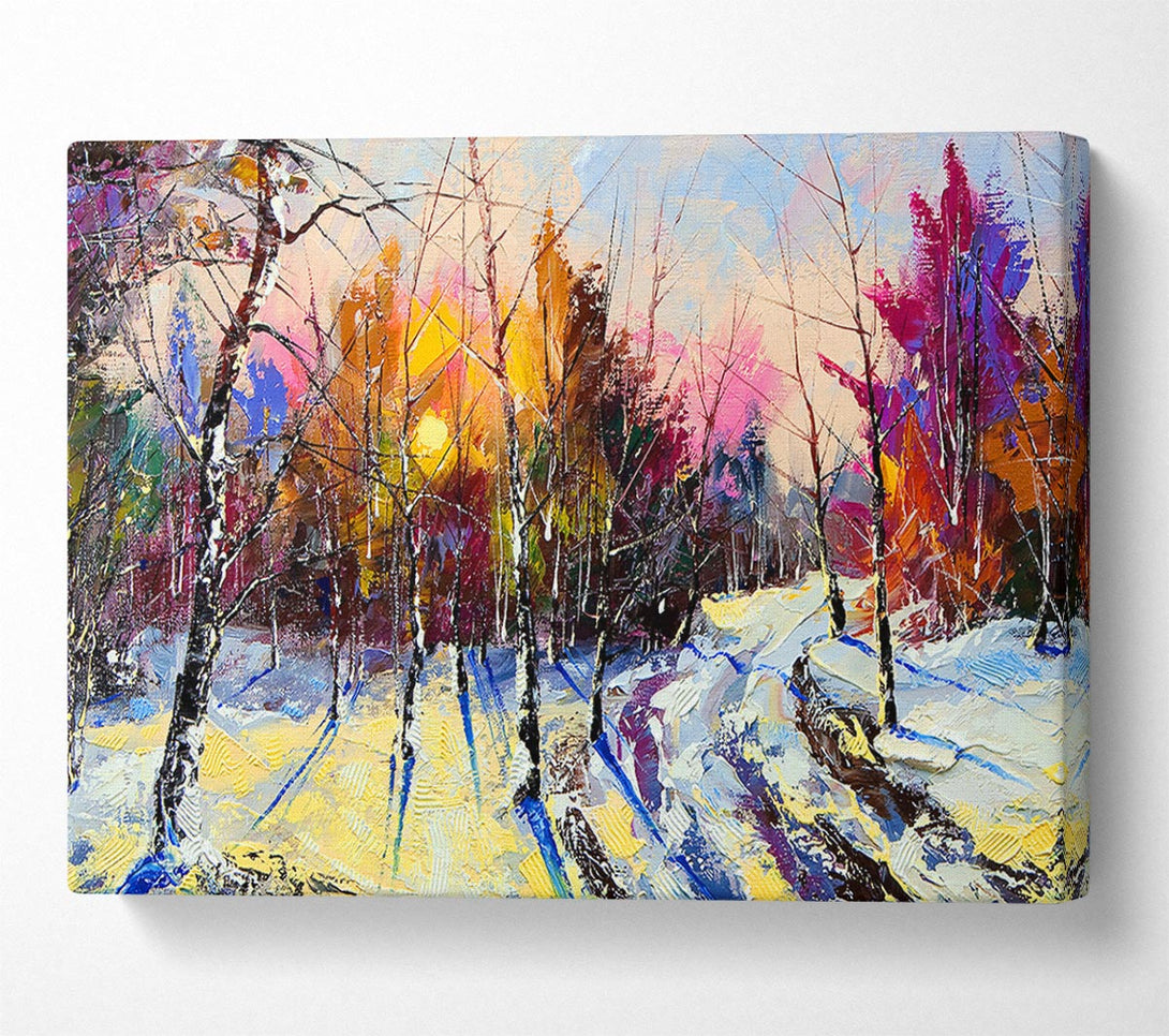 Picture of Rainbow Snow Forest Canvas Print Wall Art