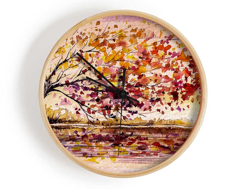 Winter Leaves Fall From The Tree Clock - Wallart-Direct UK