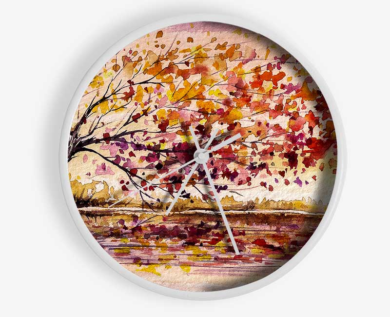 Winter Leaves Fall From The Tree Clock - Wallart-Direct UK