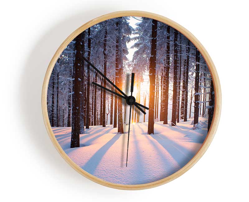 Sun Burst Snow Trees Clock - Wallart-Direct UK