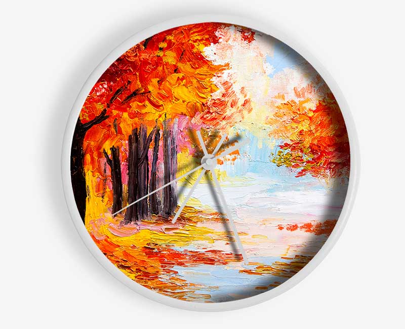 Autumn Orange Path Clock - Wallart-Direct UK