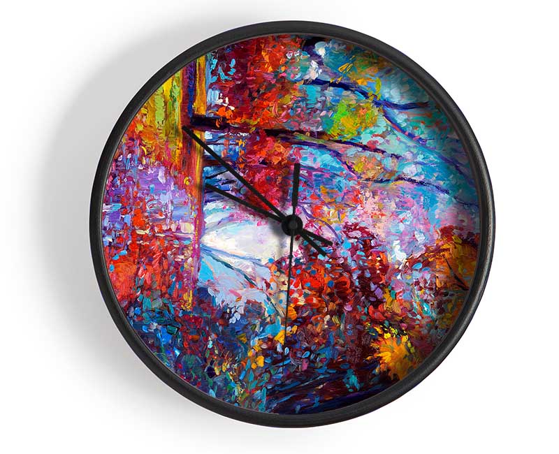 Red Leaves Fallen Clock - Wallart-Direct UK