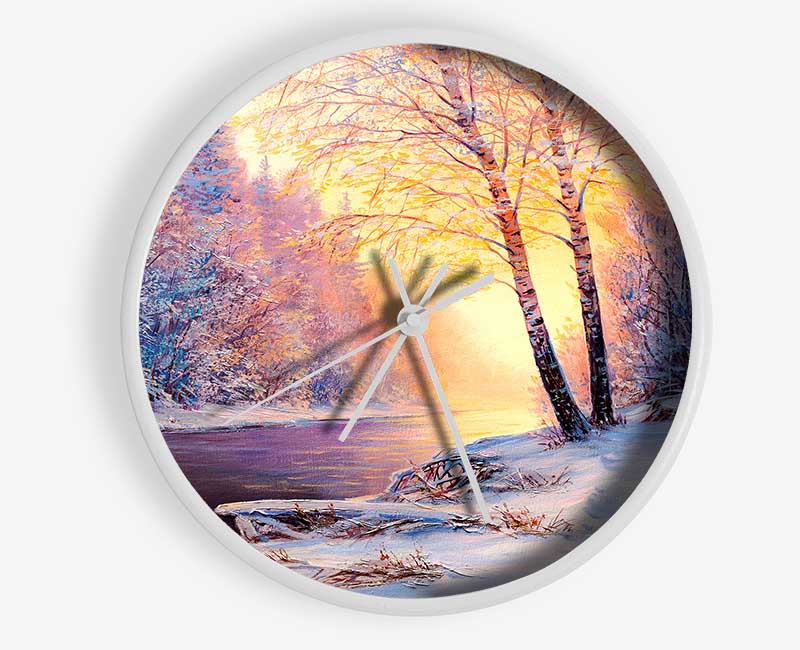 Iced Winter beauty Clock - Wallart-Direct UK