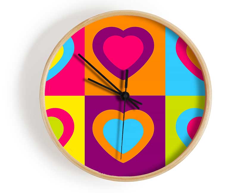 Six Hearts Clock - Wallart-Direct UK