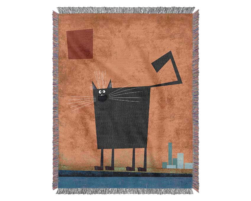 Square Cat Woven Blanket