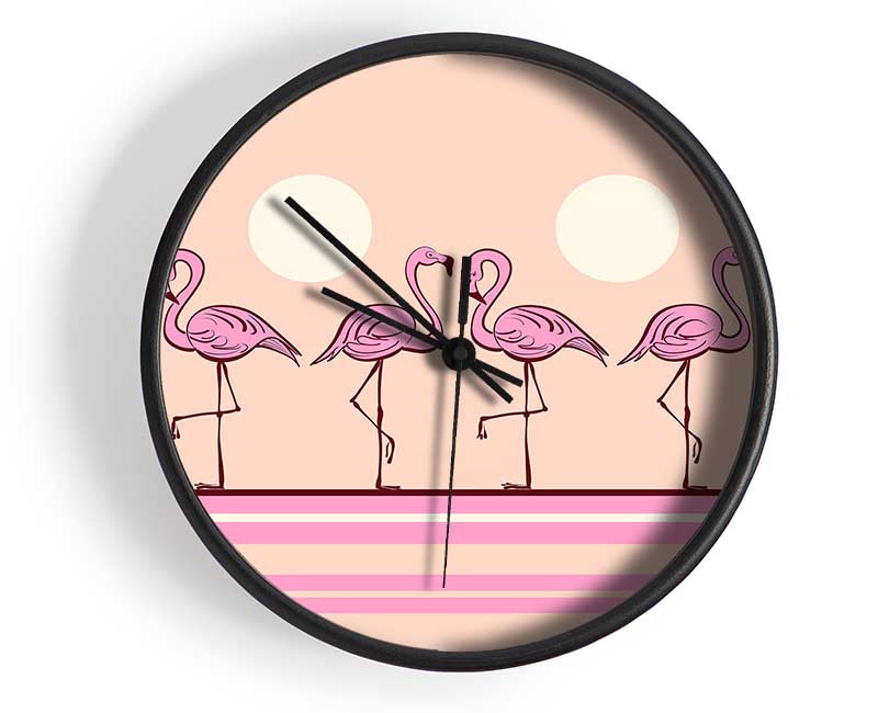 Pink Flamingo moon Clock - Wallart-Direct UK