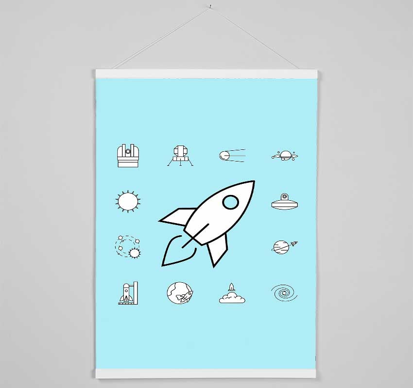 Rocket Blast Blues Hanging Poster - Wallart-Direct UK