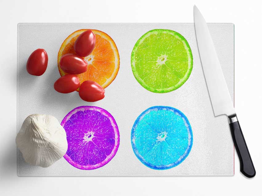 Rainbow Orange Slices Glass Chopping Board