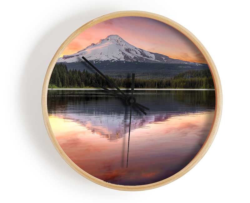 Mountain Sunset Reflections Clock - Wallart-Direct UK