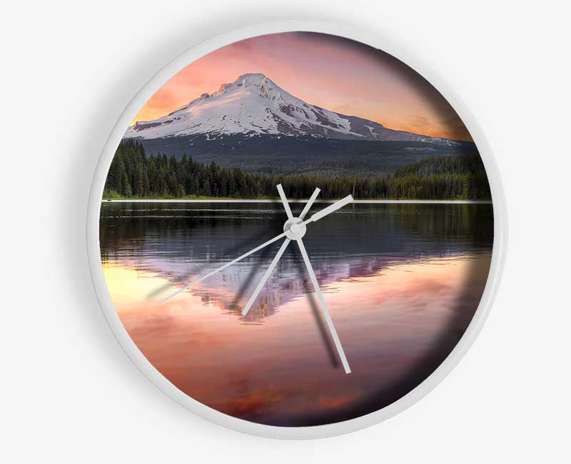 Mountain Sunset Reflections Clock - Wallart-Direct UK