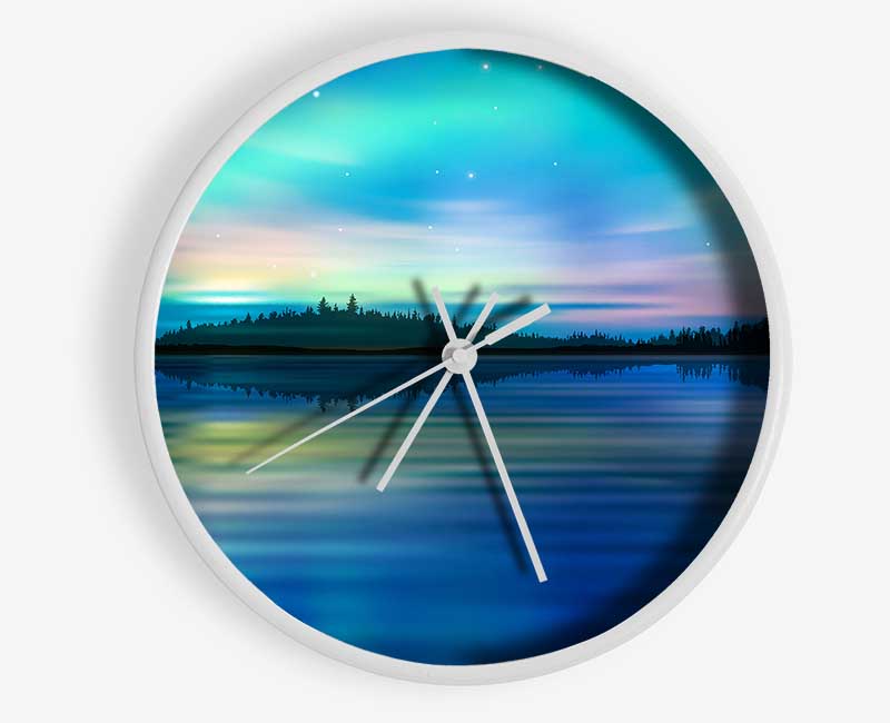 Northern Lights Lake Dream Clock - Wallart-Direct UK