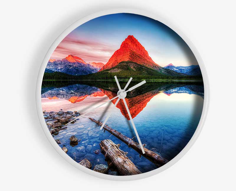 Reflections Of the Mountain Peak Lake Clock - Wallart-Direct UK