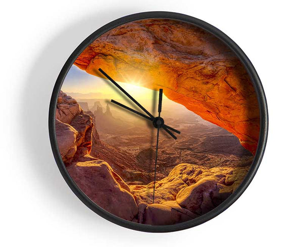 Sun Burst Through The Red Rock Canyon Clock - Wallart-Direct UK