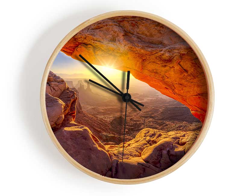 Sun Burst Through The Red Rock Canyon Clock - Wallart-Direct UK