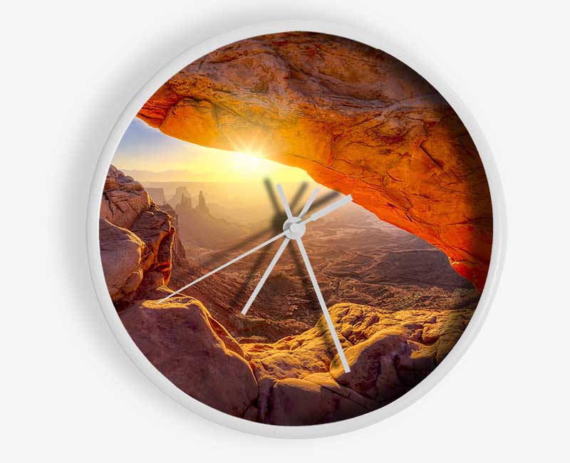 Sun Burst Through The Red Rock Canyon Clock - Wallart-Direct UK