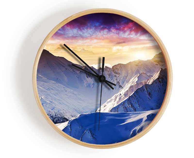 Snow Mountains 1 Clock - Wallart-Direct UK