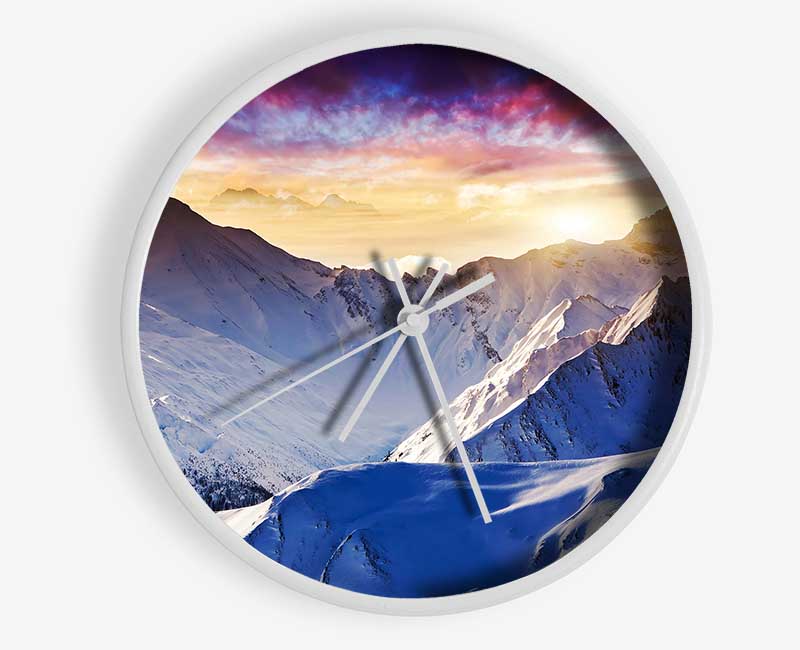 Snow Mountains 1 Clock - Wallart-Direct UK