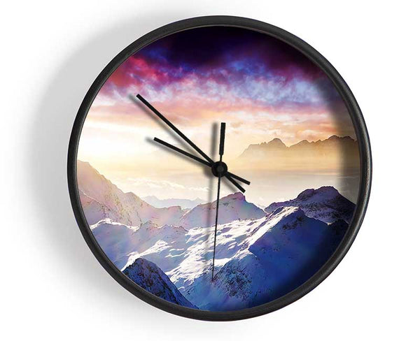 Snow Mountains 2 Clock - Wallart-Direct UK