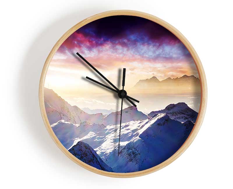 Snow Mountains 2 Clock - Wallart-Direct UK