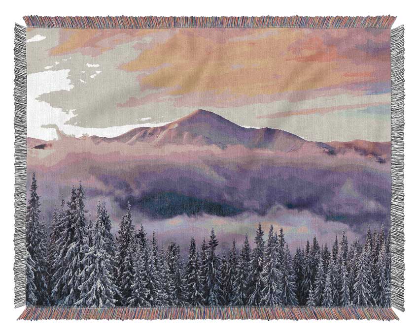 Mountain Winter Mist Woven Blanket