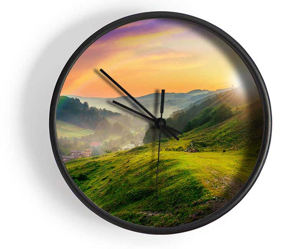 Green Rainbow Haze Clock - Wallart-Direct UK