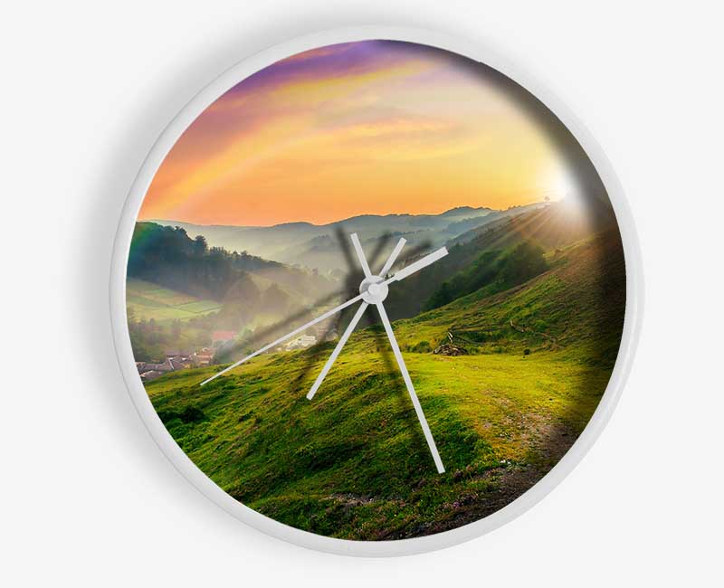 Green Rainbow Haze Clock - Wallart-Direct UK