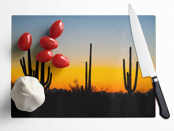 Cactus Sunset Glass Chopping Board