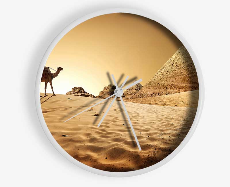 Caramel Camel Pyramids Clock - Wallart-Direct UK