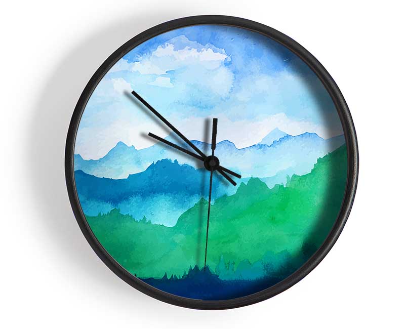 Distant Green Hills Clock - Wallart-Direct UK