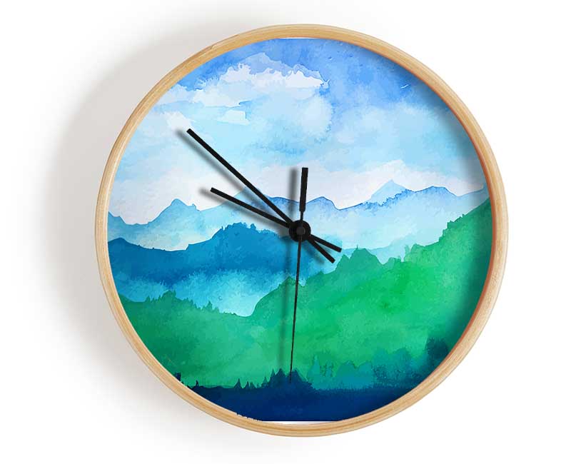 Distant Green Hills Clock - Wallart-Direct UK