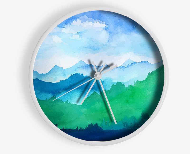 Distant Green Hills Clock - Wallart-Direct UK