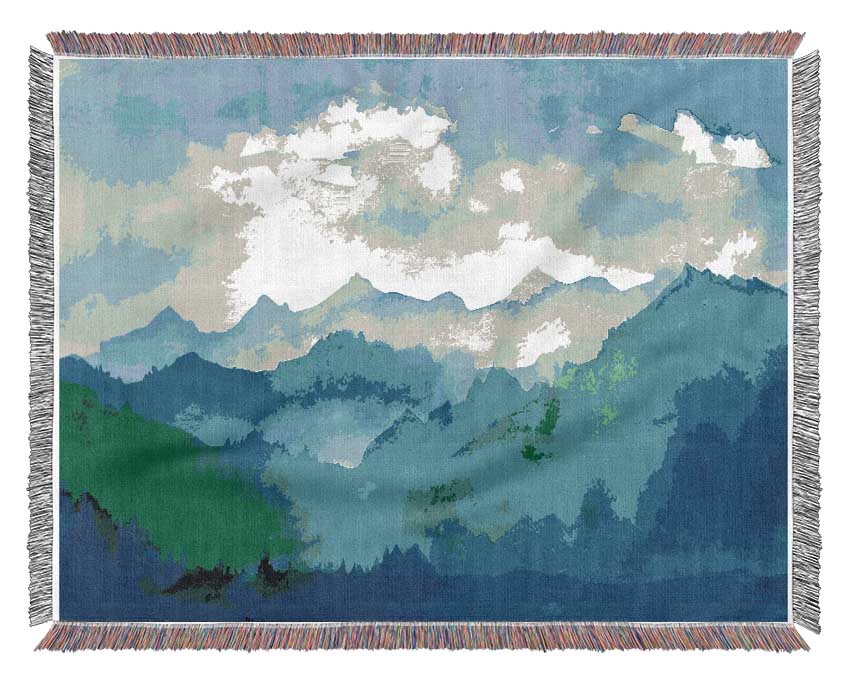 Distant Green Hills Woven Blanket