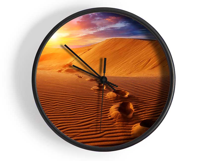 Footprints In The Desert Sun Clock - Wallart-Direct UK