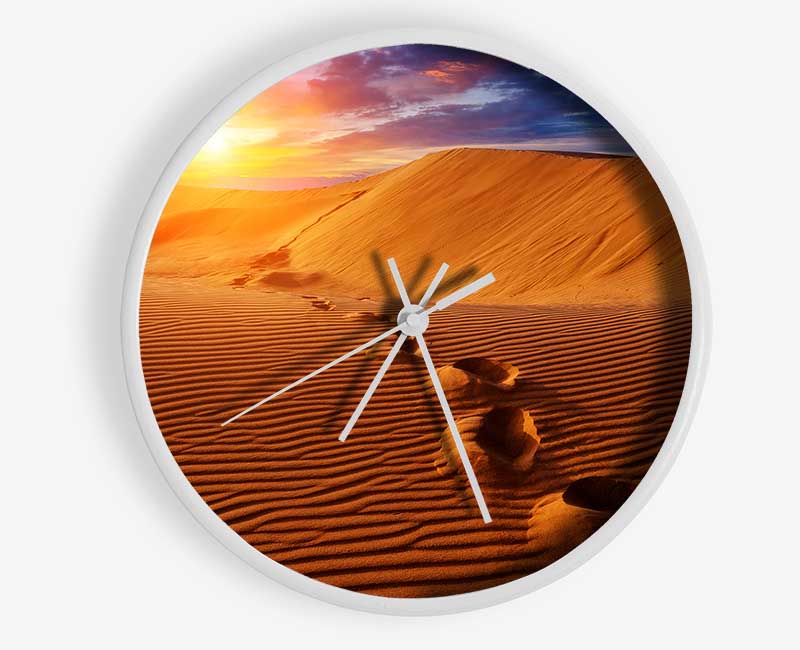 Footprints In The Desert Sun Clock - Wallart-Direct UK