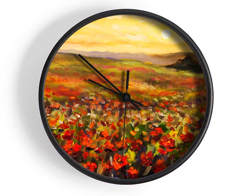 Poppy Field Sun Clock - Wallart-Direct UK