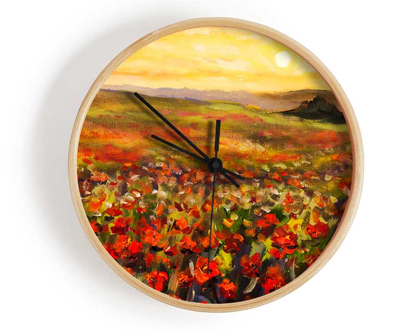 Poppy Field Sun Clock - Wallart-Direct UK