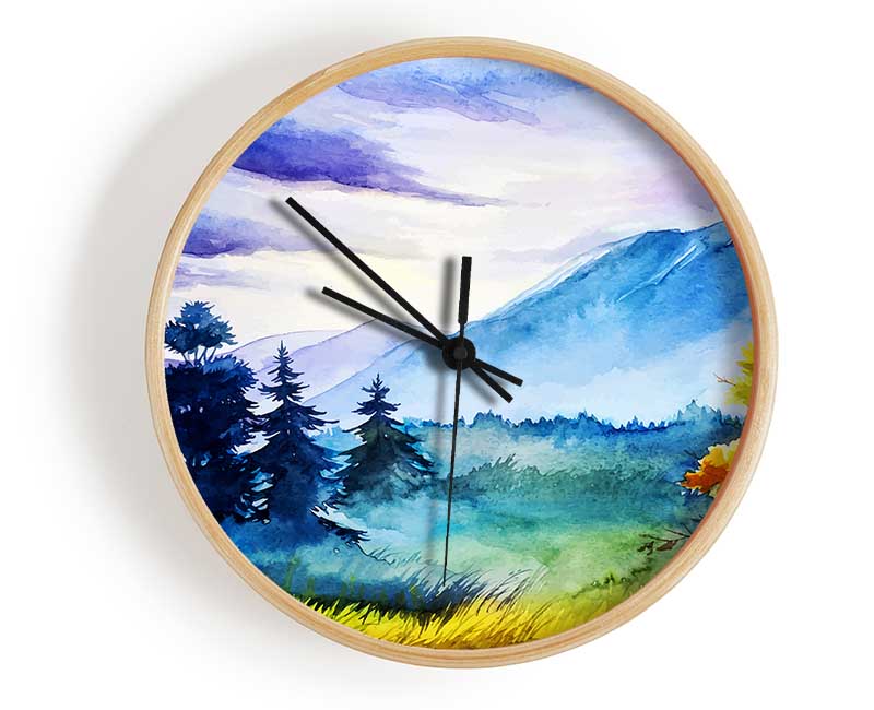 Autumn Mountain trees Clock - Wallart-Direct UK