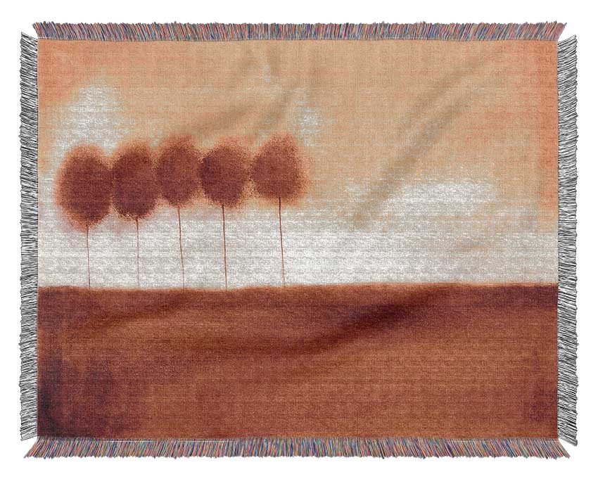 Red Tree Line Up Woven Blanket