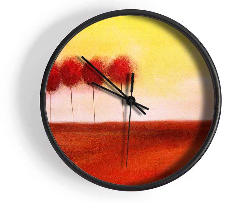 Red Tree Line Up Clock - Wallart-Direct UK