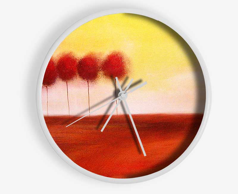 Red Tree Line Up Clock - Wallart-Direct UK