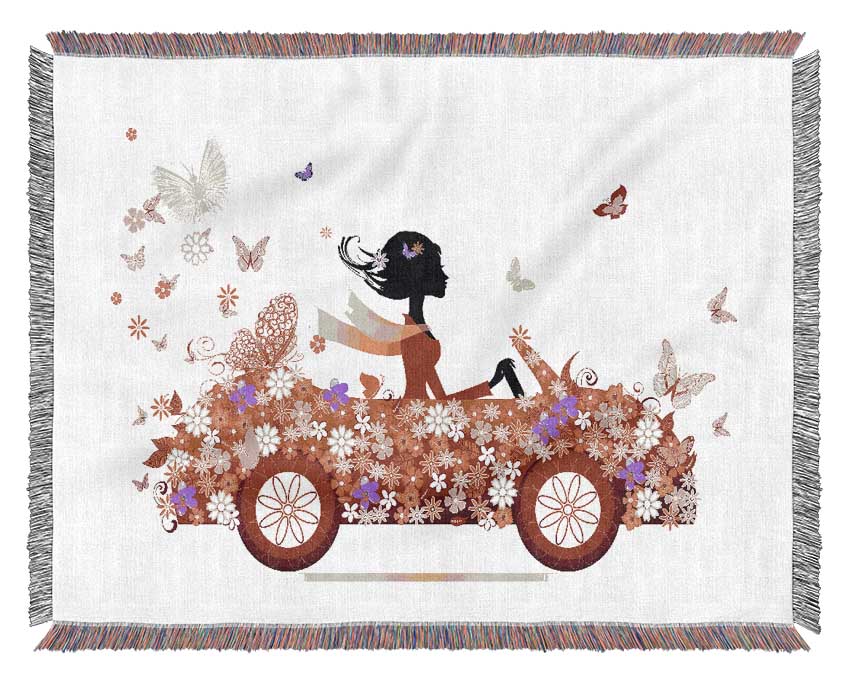 Flower Car Woven Blanket