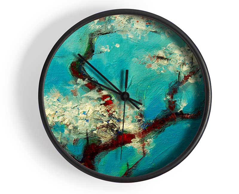 Cherry Blossom Blues Clock - Wallart-Direct UK