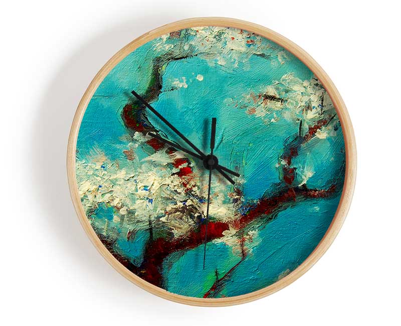 Cherry Blossom Blues Clock - Wallart-Direct UK