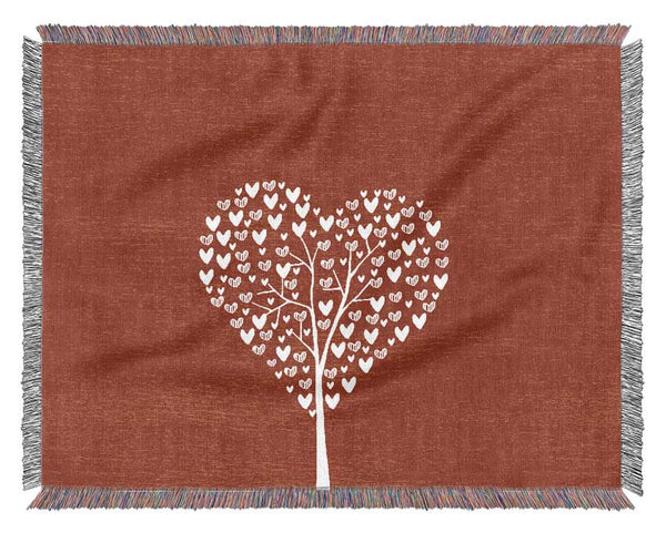 Red Love Tree Woven Blanket