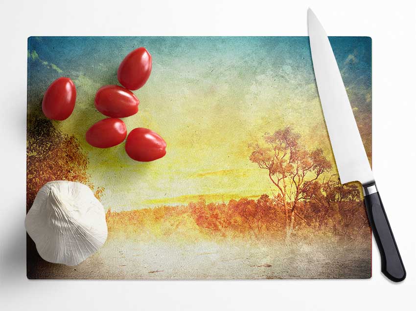 Sun Blaze Autumn Glass Chopping Board