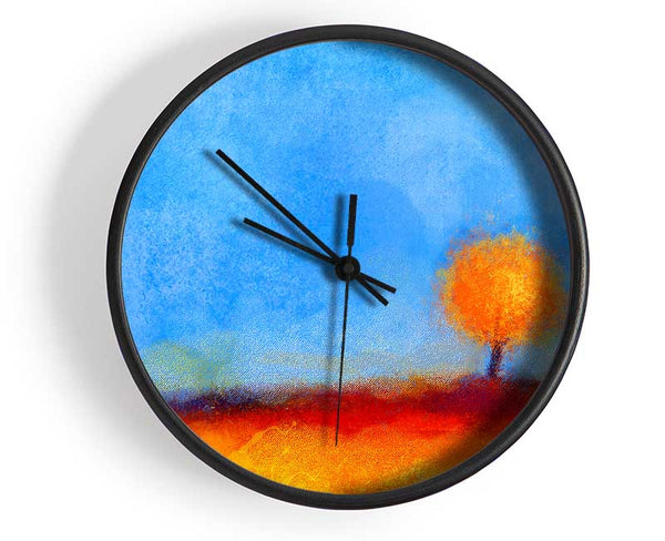 Lonesome Orange Tree Clock - Wallart-Direct UK