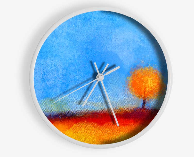 Lonesome Orange Tree Clock - Wallart-Direct UK