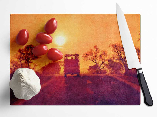 Driving Off Into The Sunset Glass Chopping Board